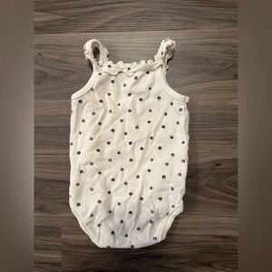 Willow + Whimsy Cream Baby Onesie with Black Dots size 12M